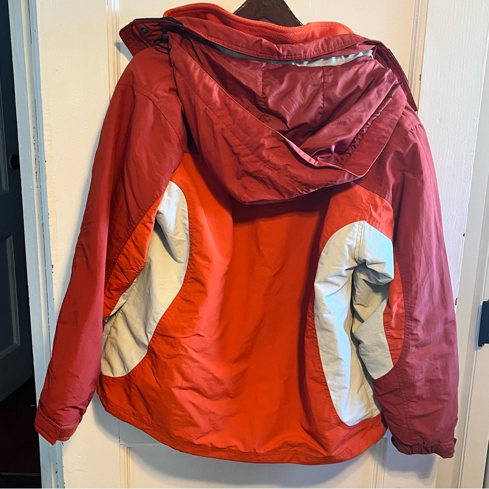 L.L. Bean Women’s Size Medium Coat Jacket Orange Zip Up Hooded 2 in 1 Flannel - Picture 4 of 8
